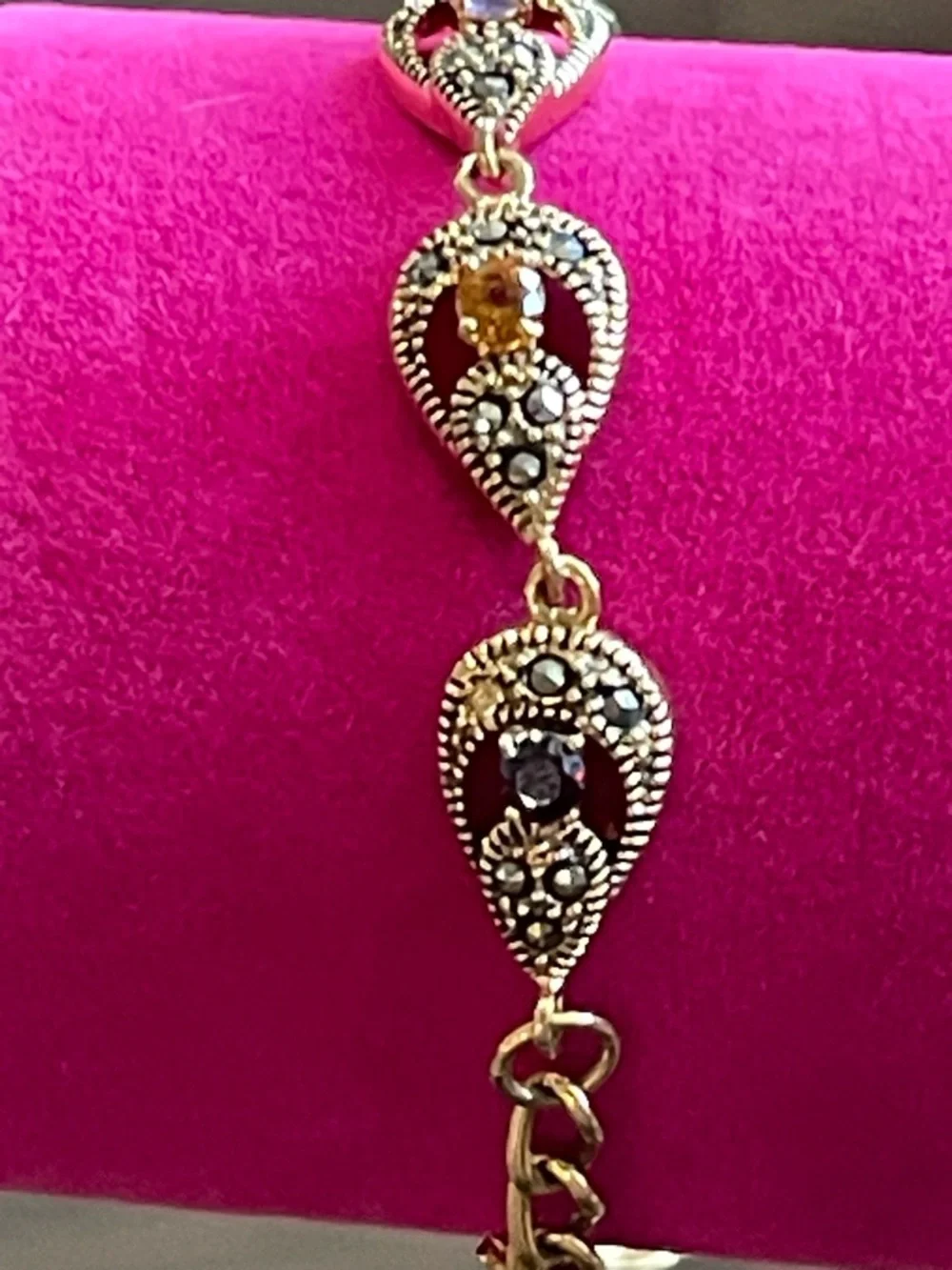 Gia Mele Gold Teardrop Bracelet with Multicolored Gemstones